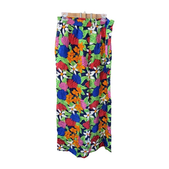 CHAUS Women Pants Wide Leg Silk Pocket Elastic Waist NEW Floral Print 14 Vintage - Picture 1 of 8